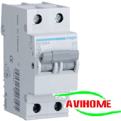 Hager Aptomat 1 pha 2 cực 6A MU206A