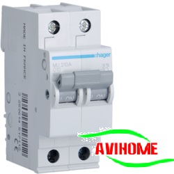 Hager Aptomat 1 pha 2 cực 10A MU210A