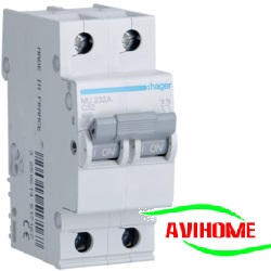 Hager Aptomat 1 pha 2 cực 32A 6KA -  MU232A( Át Hager)