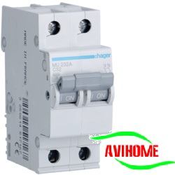 Hager Aptomat 1 pha 2 cực 50A MU250A