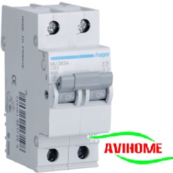 Hager Aptomat 1 pha 2 cực 63A MU263A