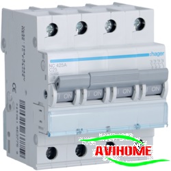 Aptomat Hager  MCB 4P  25A 10KA -  NC425A ( Át Hager)