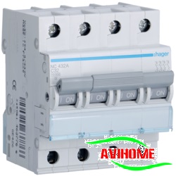 Aptomat Hager  MCB 4P 32A 10KA -  NC432A ( Át Hager)